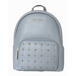 New Michael Kors Erin Medium Backpack Pebble Leather Pale Blue Studs